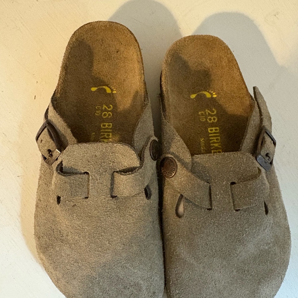 Birkenstock Taupe Suede Clogs